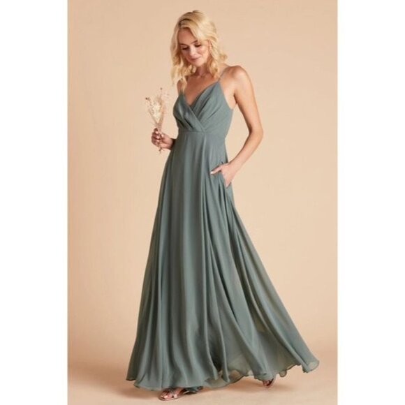 BIRDY GREY Kaia Chiffon Gown Bridesmaid Formal Dress in Sea Glass - Picture 2 of 6